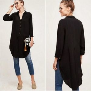 Anthropologie Maeve Black Ceycen Button Front Tunic Blouse Women’s Size 4
